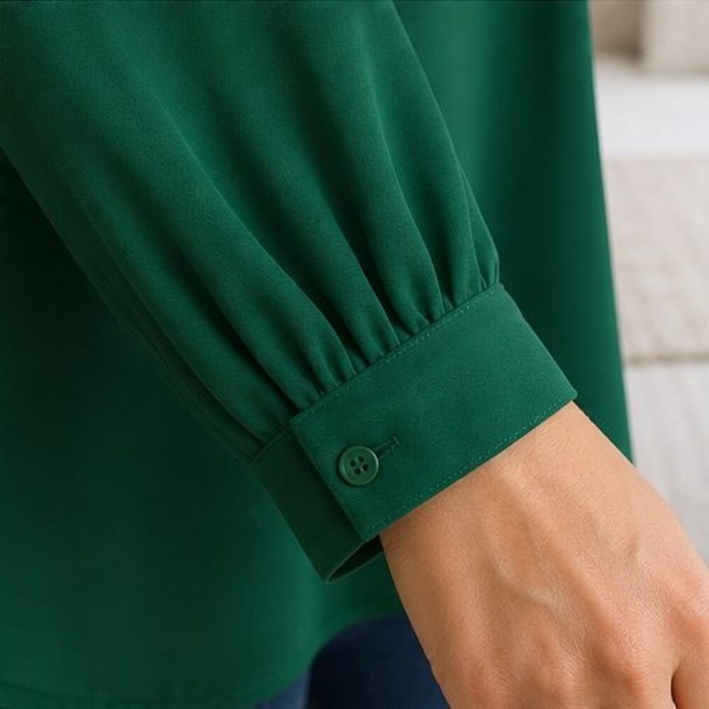 Emerald Ruffle Collar Blouse - Picture 5 of 6